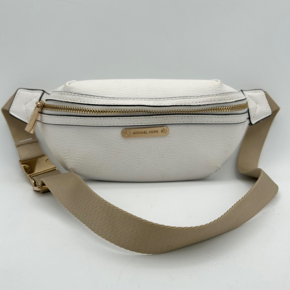 Michael Kors Pebbled Leather Belt Bag Fanny Pack Gold Hardware Sling Crossbody